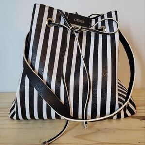 Guess BOBBI Reversible black and white striped tote